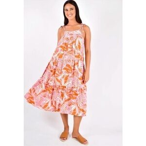 Label Of Love Orange Seaside Print MIDI Dress